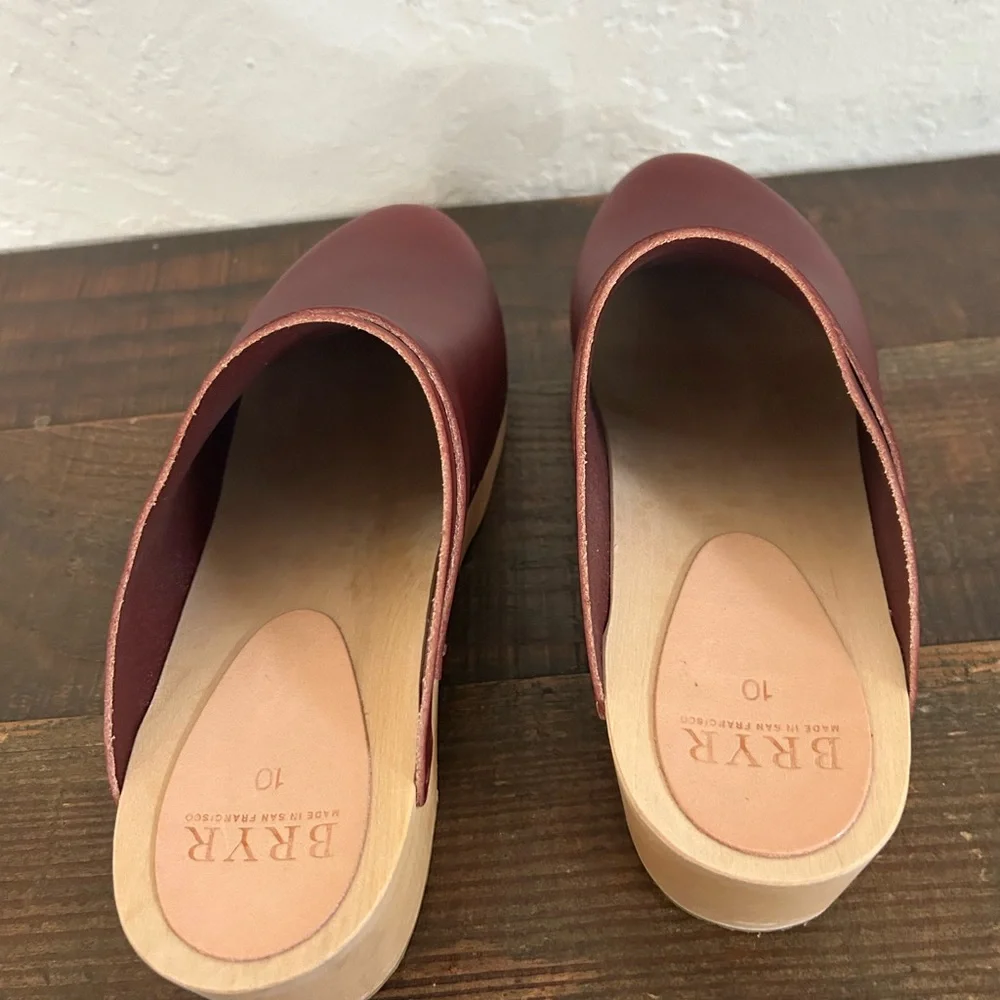 Bryr Burgundy Leather Clogs - Picture 3 of 7